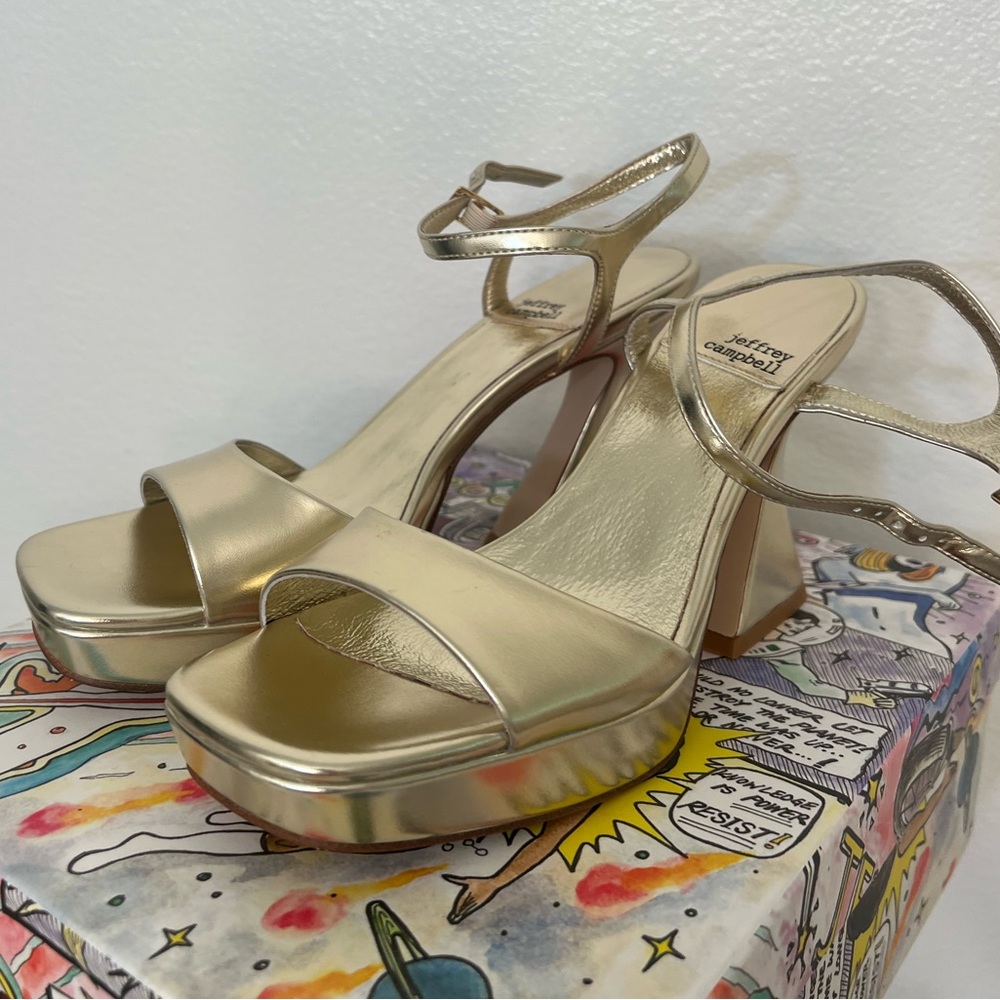 Jeffery Campbell Gold Platform Sandals - Picture 5 of 5